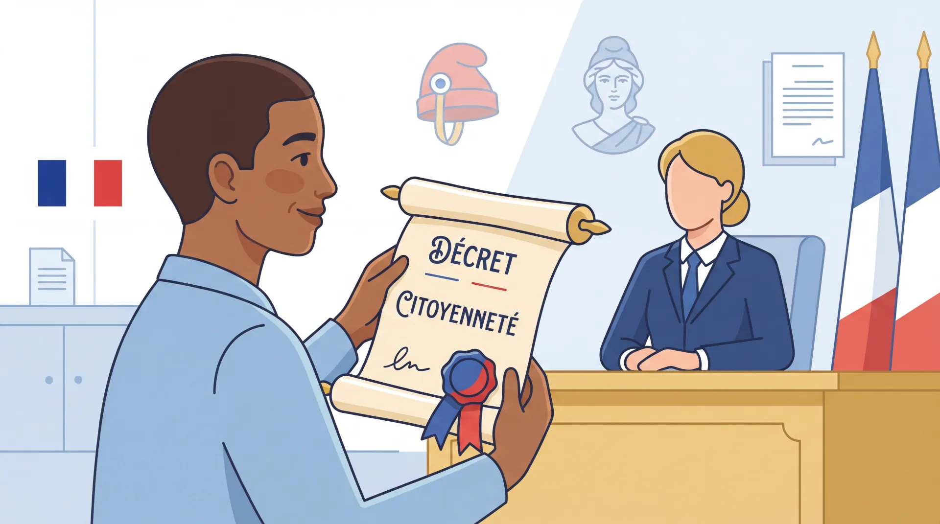 Drapeau tricolore de la France flottant au vent