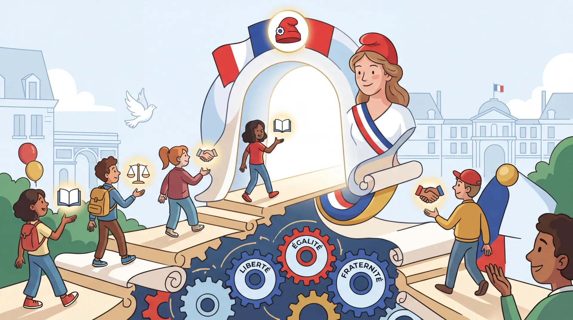 Drapeau français flottant devant le Palais de l'Élysée