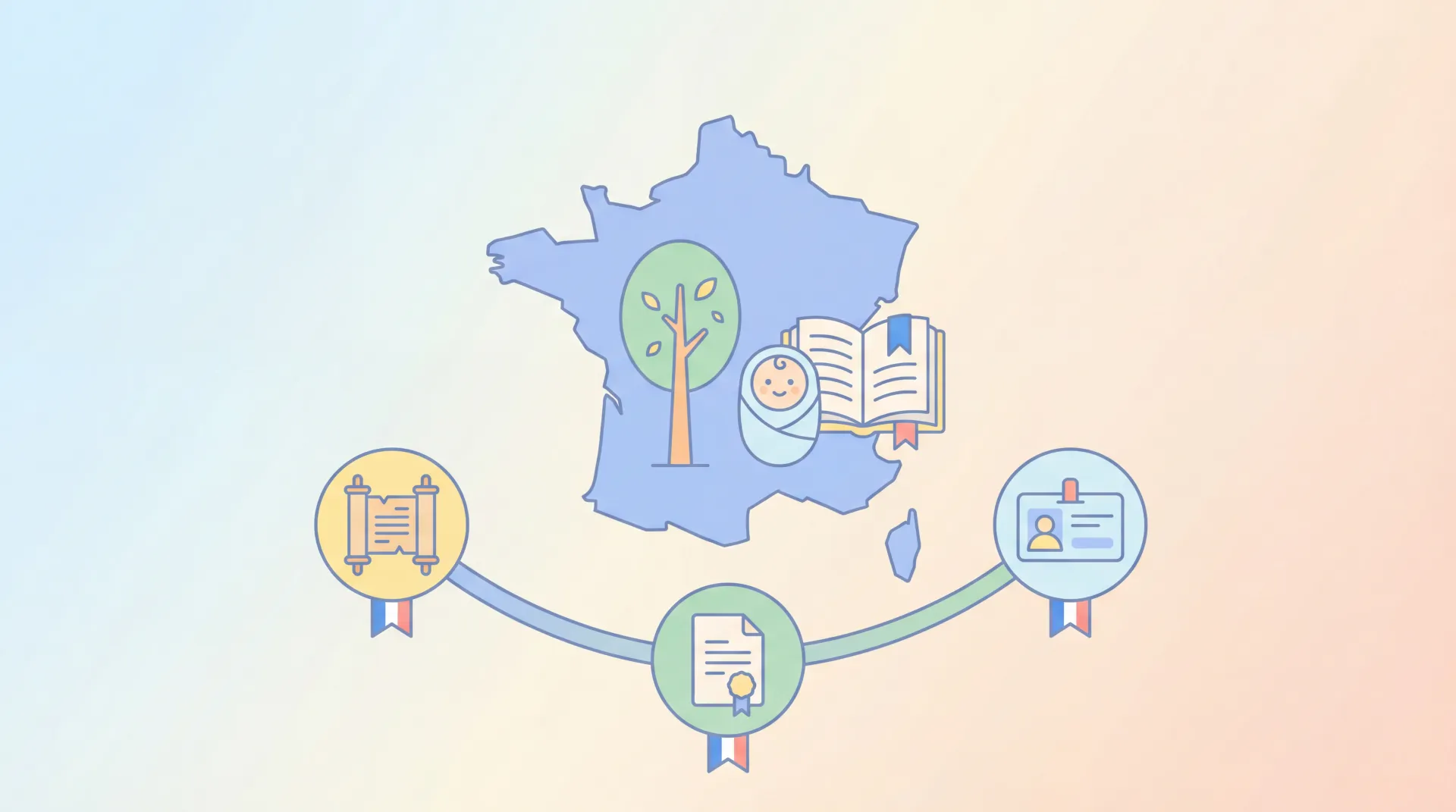 Carte de la France en 1789, symbolisant l'Ancien Régime et les débuts du droit du sol