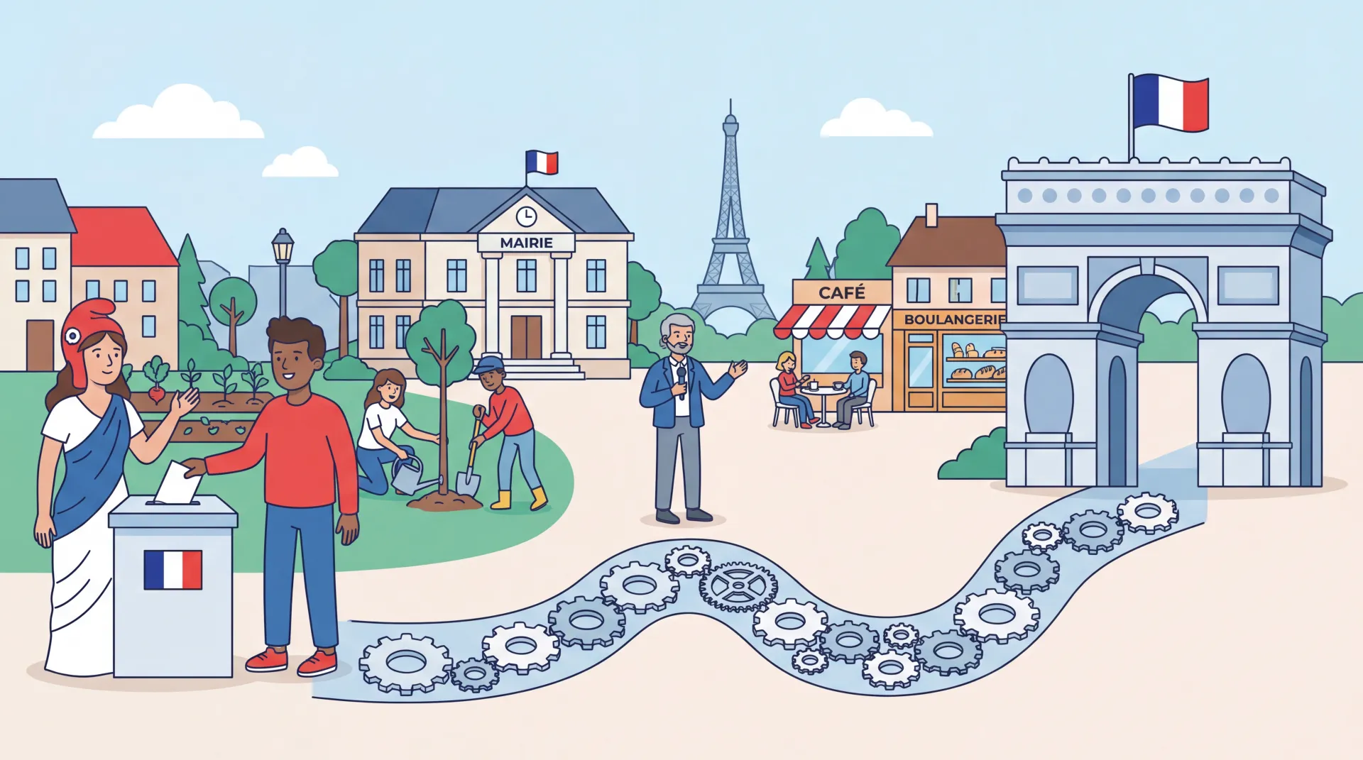 Drapeau tricolore de la France, symbole de la République