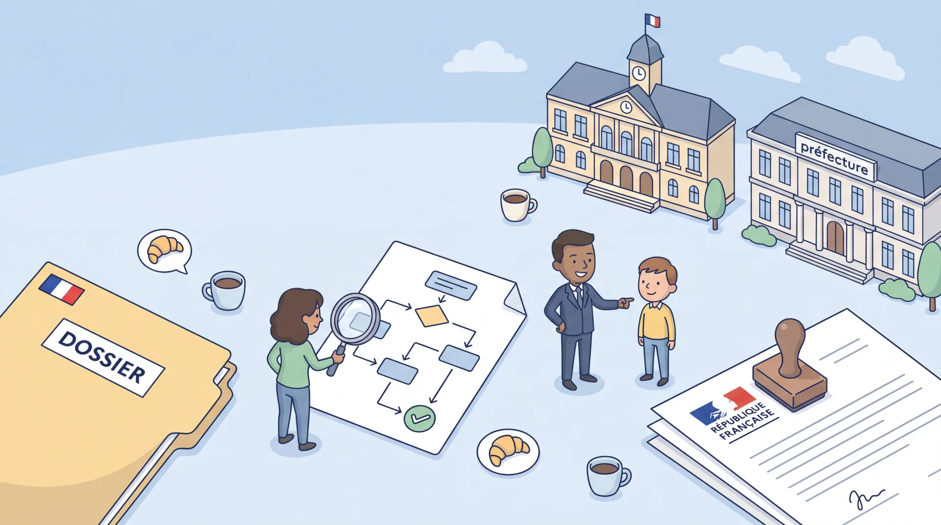 Dossier de demande de naturalisation française avec documents