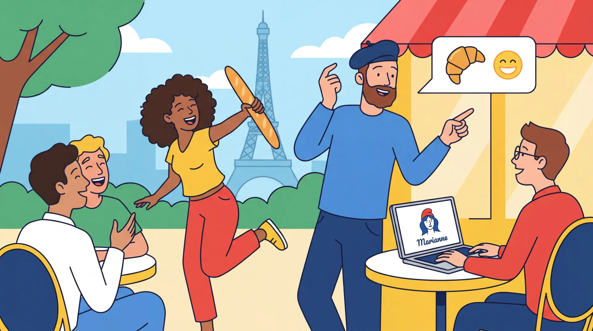 Un tableau représentant des expressions idiomatiques françaises