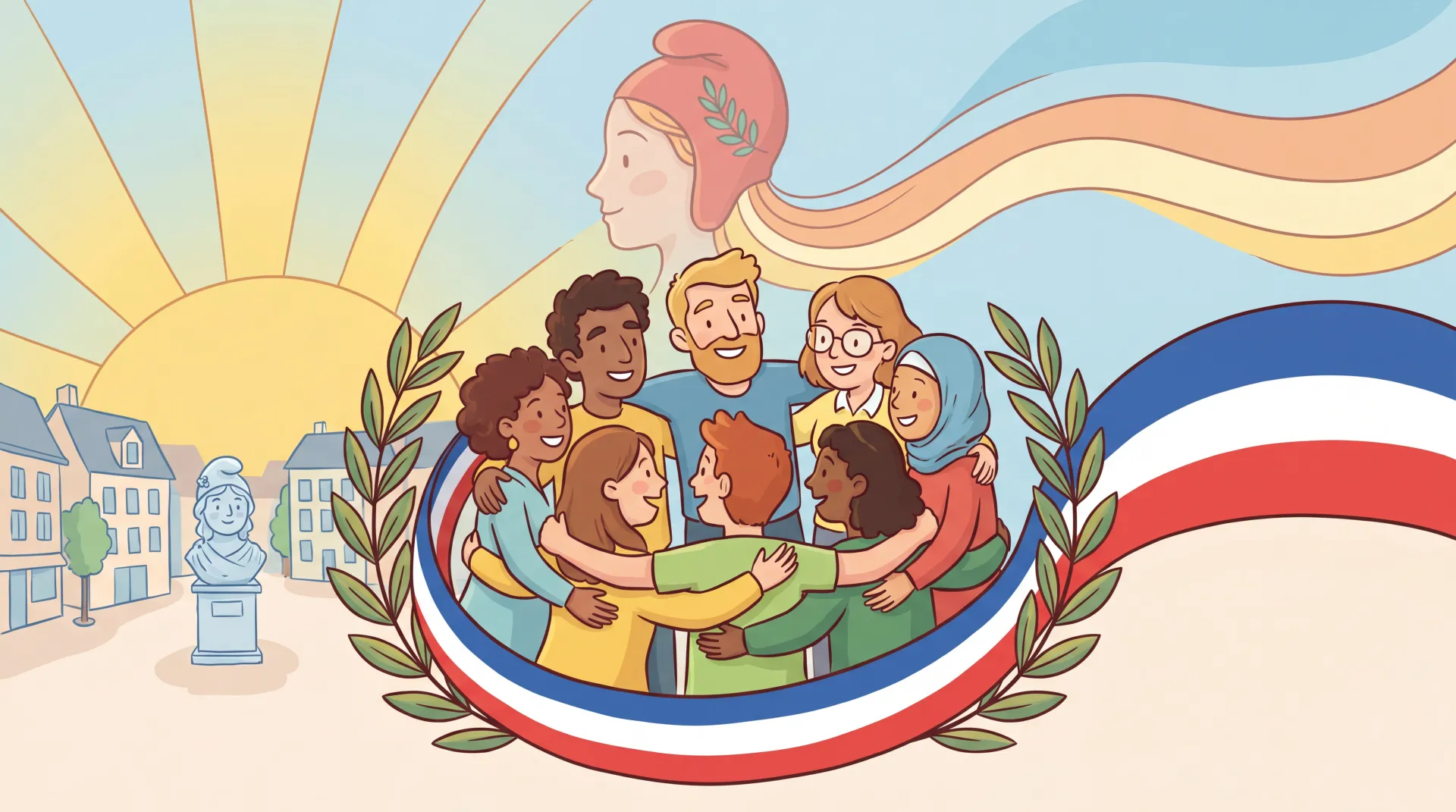 Timbre Marianne et la Jeunesse symbolisant la Fraternité