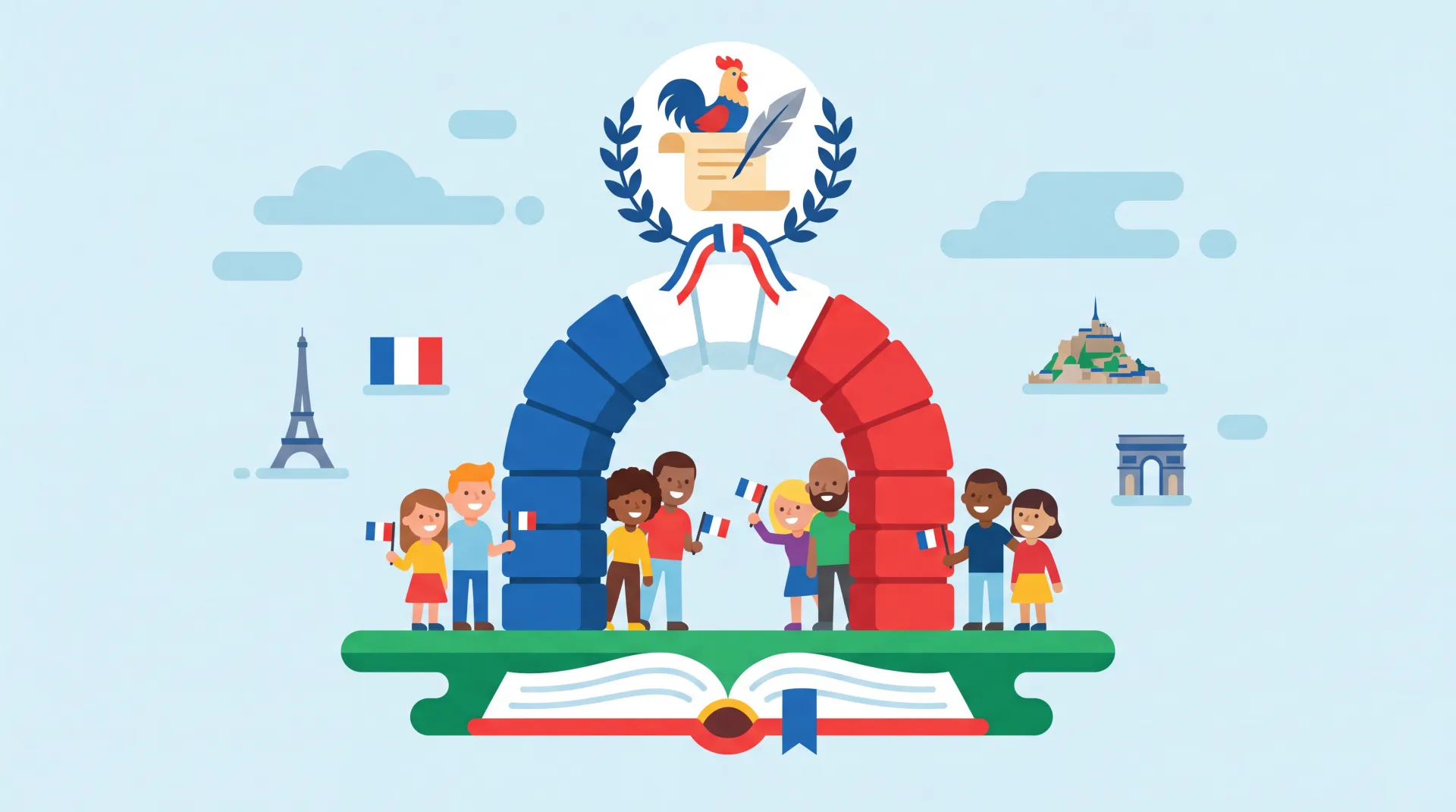 Drapeau français flottant devant une préfecture, symbole de la République