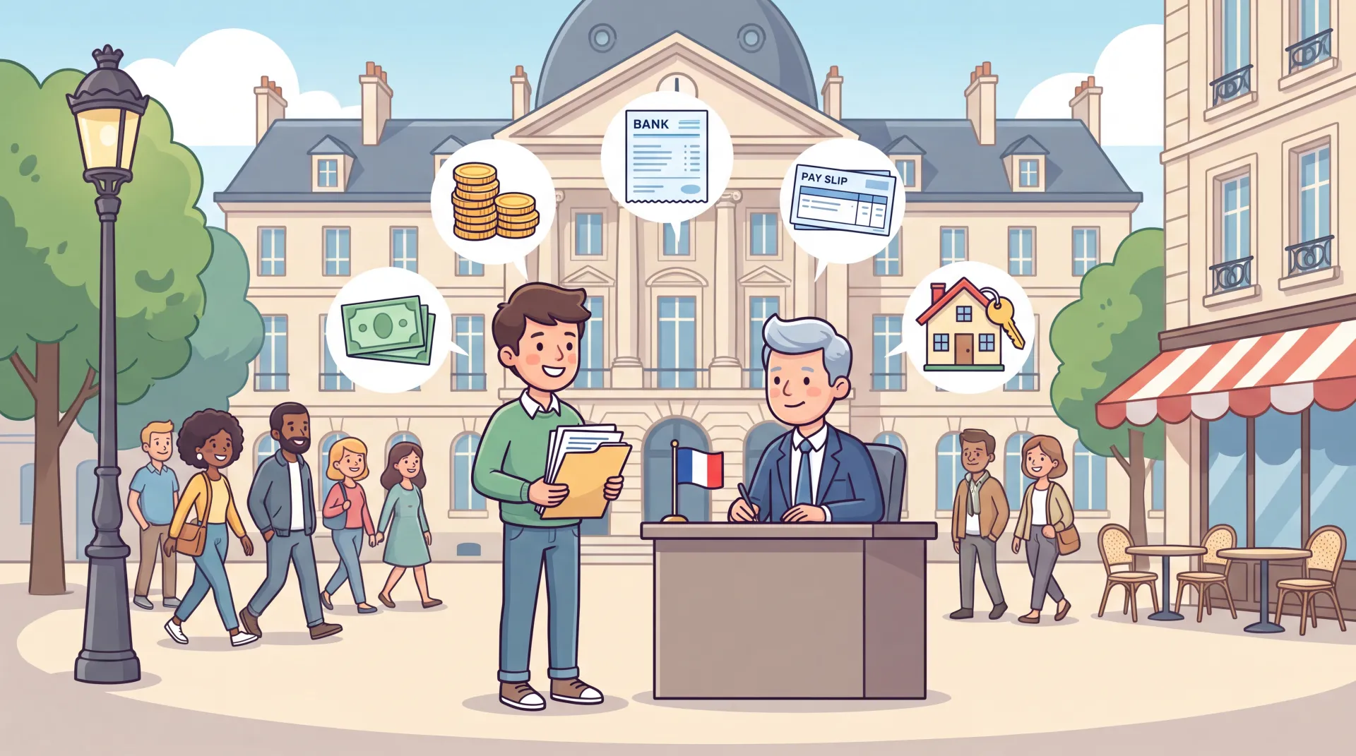 Documents officiels pour la naturalisation française sur un bureau