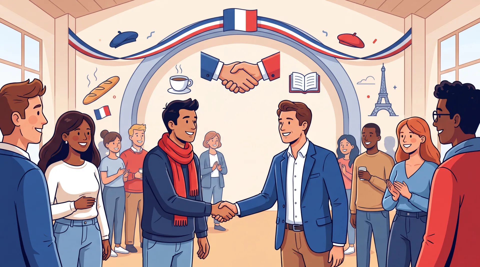 Deux jeunes personnes se saluant poliment en France