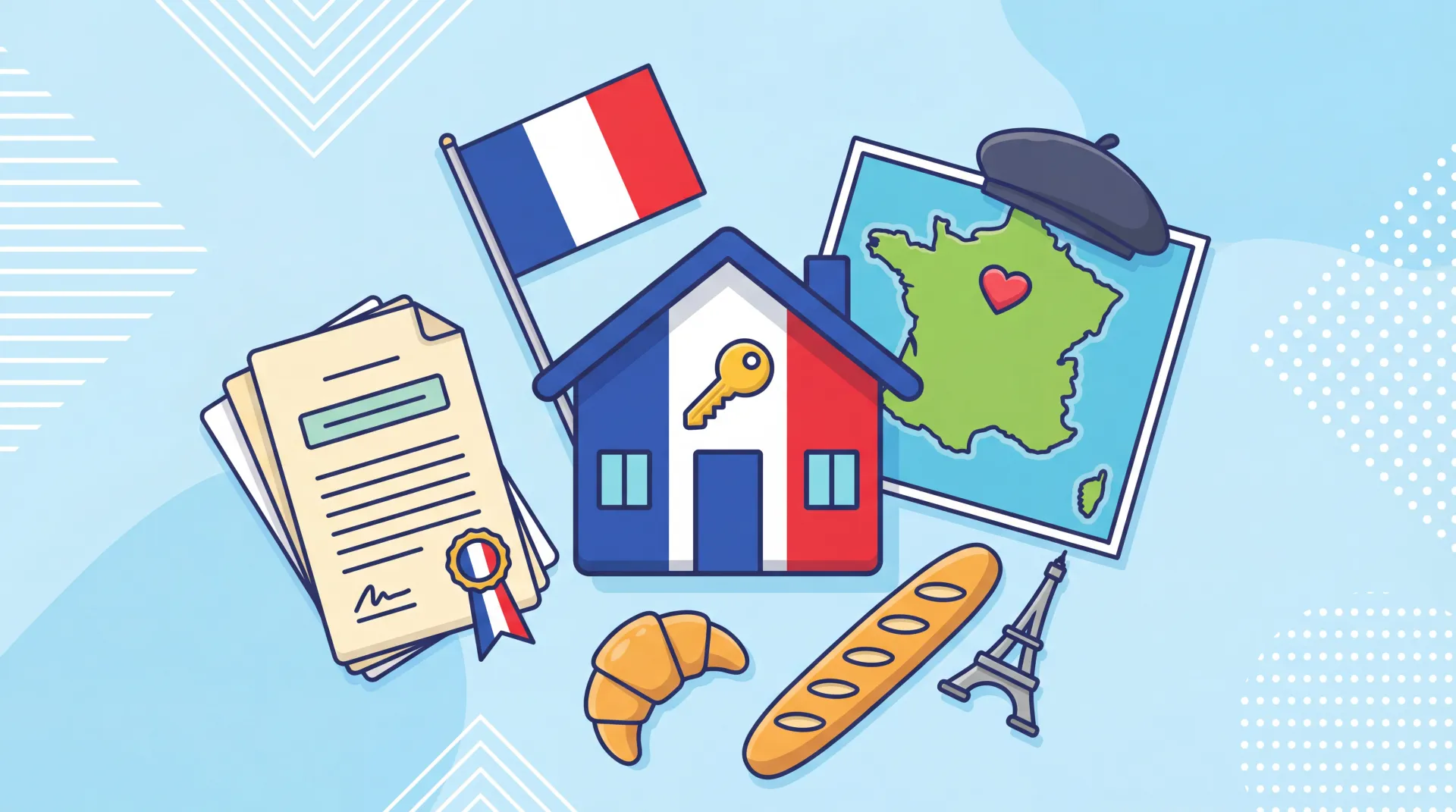 Pile de documents administratifs français, symbolisant un dossier de naturalisation