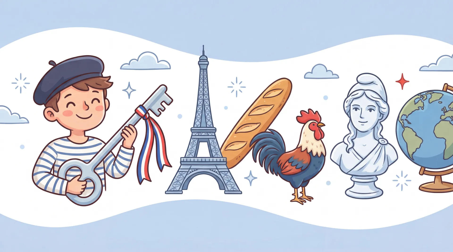 Drapeau tricolore français flottant, bleu blanc rouge