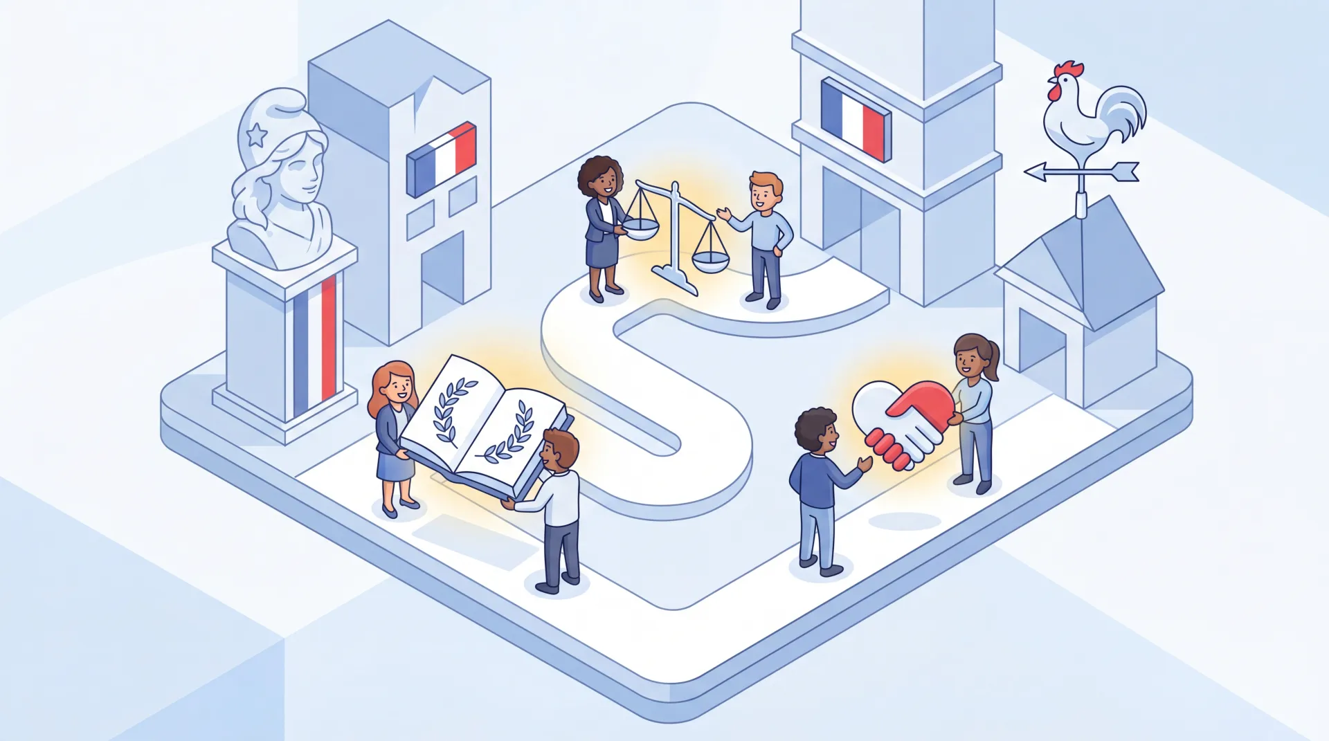 Drapeau français flottant, symbole de la République