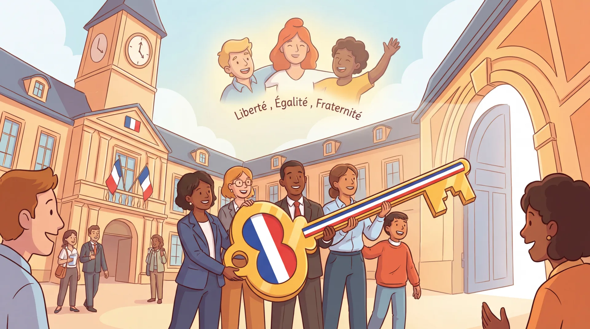 Buste de Marianne, symbole de la République française, avec le drapeau tricolore